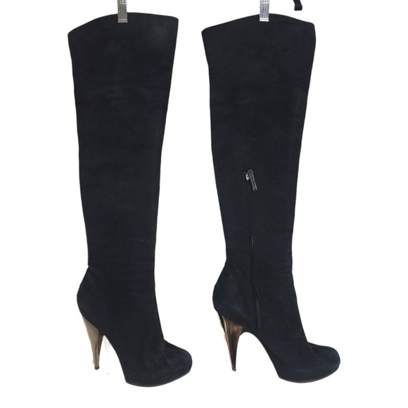 Giuseppe Zanotti Shoes - Giuseppe Zanotti Womens Boots OTK Black Suede Leather Thigh High Heel Shoe 40 10